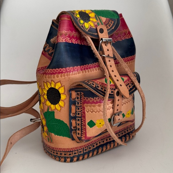 Leather Embossed and Hand-painted Artisan Backpack main image 8